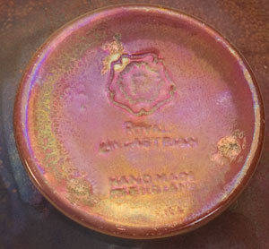Pilkington Royal Lancastrian high fired art pottery iridescent red tazza bowl