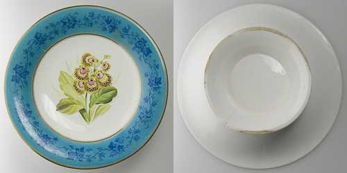 Bristol pottery Kepple plates china soft paste porcelain tazza blue flowers floral
