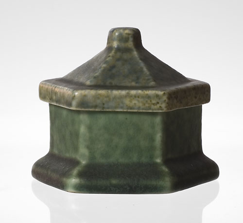 Ruskin lidded pot hexagonal egg sheel